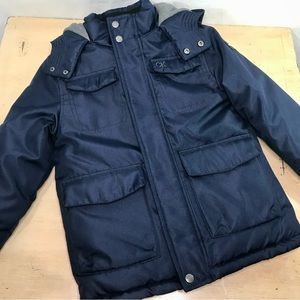 Calvin Klein Jacket Blue Size 6 Boys Hooded Parka Puffer Rain Coat with Pockets